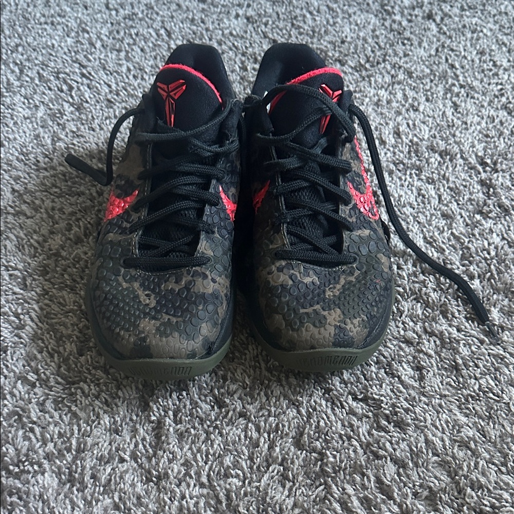 Nike Kids Black Camo Sneakers with Pink Accents